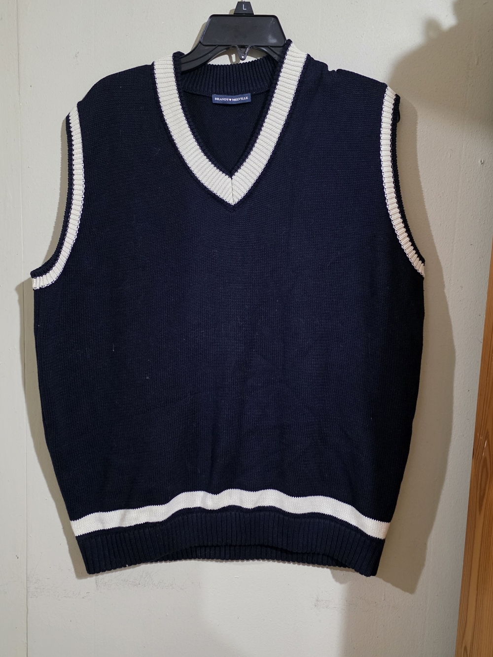 Brandy Melville Navy Sweater Vest with White Trim Used